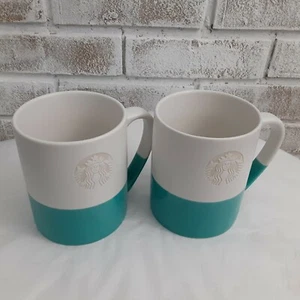 Starbucks 2014 Classic Aqua/Weiß Kaffeebecher Set 2 - Bild 1 von 7