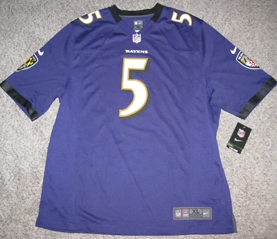 Joe Flacco 巴尔的摩乌鸦队男式紫色 2017 耐克比赛球衣 — 第 1/3 张图片