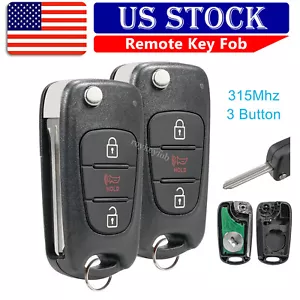 2 For 2010 2011 2012 2013 Kia Soul Flip Entry Remote Car Key Fob NYOSEKSAM11ATX - Picture 1 of 8