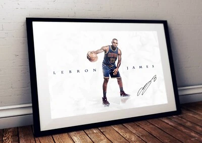 Lebron James NBA Cleveland Cavaliers Autographed Poster Print. A3 A2 A1 Sizes - image 1 of 3