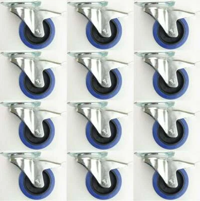 12 x 100 mm SL Möbelrollen Bremse Rollen Möbel Transportrollen Lenkrollen Gummi - Bild 1 von 4