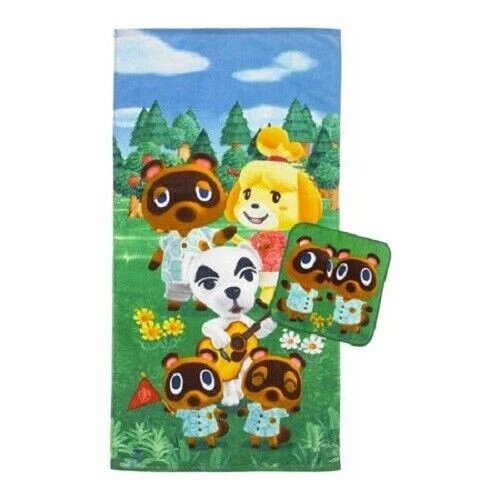 Animal Crossing Cotton Bath Towel and Wash Cloth 2 Piece Set Nintendo - Image 1 of 1