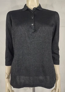 Bogner black metallic sparkly 3/4 sleeve polo shirt blouse ladies size 8 - Picture 1 of 9