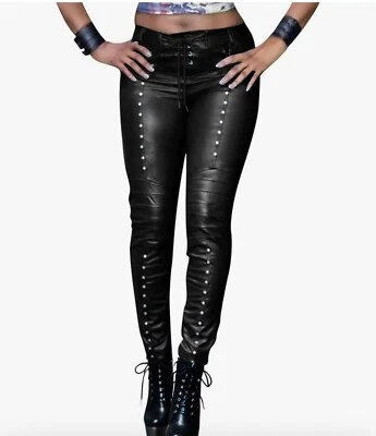 Mujer Imitación Cuero Leggings Gótico Punk Ajustado Cuero PU Pantalones Foto 1 de 4