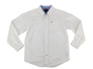 Tommy Hilfiger Boy's Long Sleeve White 100% Cotton Button Down Shirt Size 7 - Picture 1 of 11
