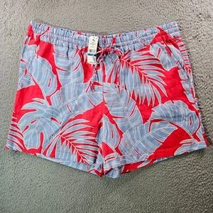 $110 NWT Tommy Bahama Linen Blend Shorts Women XL Peninsula Palms Red Blue - Picture 1 of 11