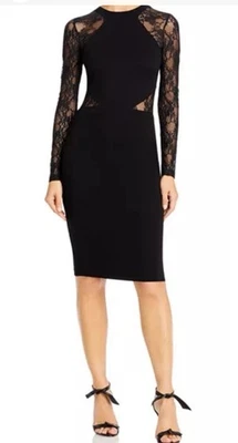 French Connection Womens Black Lace Illusion Cutout Dress Sz 2 Vixen Whimsigoth - image 1 of 4