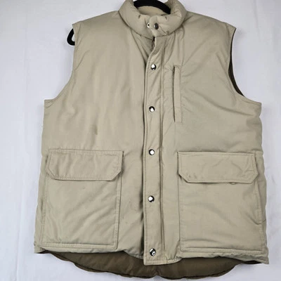 Orvis Puffer Vest Men's Med Goose Down Fishing Outdoor Tan Zip VTG *** READ  - Image 1 of 4