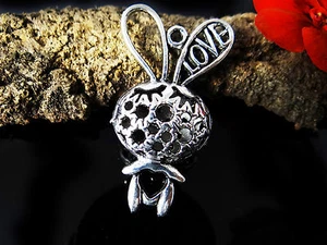 Colgante Conejo 43x25mm 2 Piezas Love Colgante Metal Plata, A-157 - Imagen 1 de 2