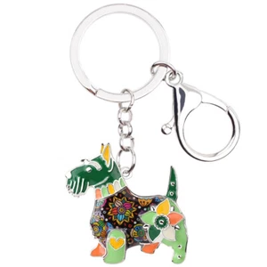 Enamel Alloy Scottish Terrier Dog Keychains Car Key Ring Pets Jewelry Bag Charms - Picture 1 of 11