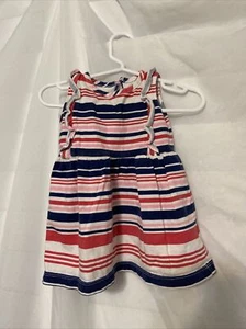Carters Girl's Size 9 Months Sleeveless Dress Blue Pink White Striped  - Picture 1 of 12