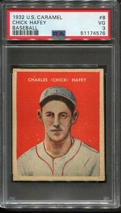 1932 U.S Caramel #8 Chick Hafey PSA 3 ++ Looks Much Nicer Cincinnati Nationals