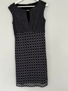 Women’s Esprit Shift Dress Size S Sleeveless Navy Geometric Pattern EC - Picture 1 of 16