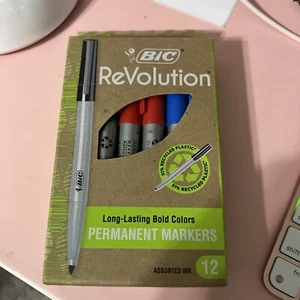 Marcadores permanentes BIC Revolution colores audaces negro rojo azul verde colores  - Imagen 1 de 1
