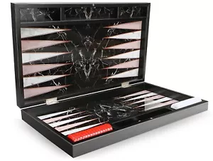 Orientalische Luxus Trendy Backgammon Tavla XXL Black Marble - Bild 1 von 5