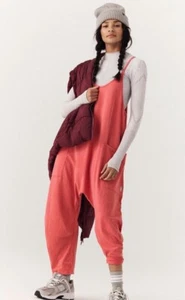 Free People Hot Shot Jumpsuit Womens XS Overall Boho Oversize FP Movement Red - Picture 1 of 2