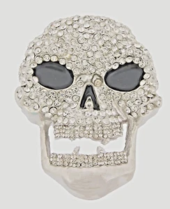 Bling Rock Skull Belt Buckle Halloween Party Costume Silver Metal Cosplay GOTHIC - Picture 1 of 9