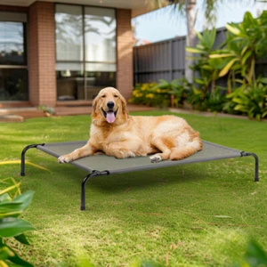 Pet Bed 43"D x 26"W x 8"H/50"D x 31"W x 8"H Textilene Mesh Fabric Dog Bed Gray - Picture 1 of 21