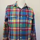 Vintage Polo Ralph Lauren Flannel Shirt Bright Multicolor Summer Plaid Men's M