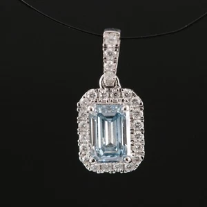 Diamond (Lab-Created) Halo Pendant, 14kt Solid White Gold Filigree Setting, NWOT - Picture 1 of 7