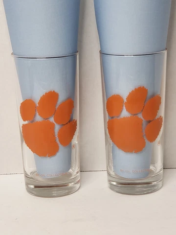 Clemson University BP Oil Tiger Paw Logo Tall Tumbler Glasses Set of 2 FREE SHIP Cover