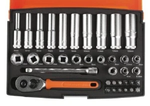 Bahco DEEP SOCKET SET SL25L 37Pcs 1/4" Hexagon Drive, Alloy Steel, Matt Finish - Picture 1 of 4