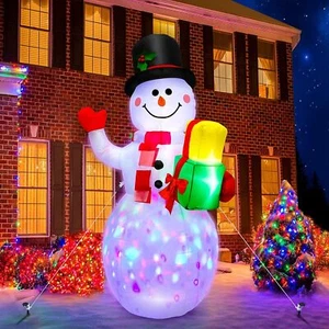5ft Christmas Inflatables Snowman Outdoor Yard Rotating LED Blow Up Garden Decor - Picture 1 of 15