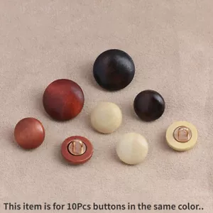 10 X Round Wood Buttons with Metal Shank Sewing Buttons for DIY Knitwear Shirt - Picture 1 of 10