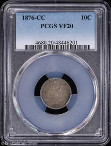 1876-CC 10c Seated Liberty Dime PCGS VF 20 - Picture 1 of 4