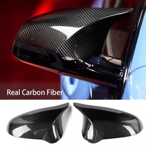 Real Carbon Fiber Side Rearview Mirror Cover Caps For BMW F80 M3 F82 M4 2015-19 - Foto 1 di 12