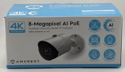 AMCREST 8-MEGAPIXEL AI POE OUTDOOR SECURITY BULLET IP CAMERA IP8M-249EW-AI-V3 - Image 1 of 3