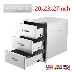 20x23x27 inch Triple Drawer Outdoor Kitchen BBQ Island Stainless Steel With Vent - Picture 1 of 8