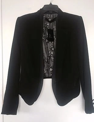 Stunning L.A.M.B. Silk Tuxedo style Jacket / Blazer - Black- Sz 6 - New $395 - Image 1 of 4