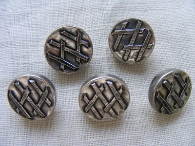ca 1,7 cm 5 Stück Knopf Sammlung Set Knöpfe silber alt Tracht Bluse Steg Jacke - Bild 1 von 2