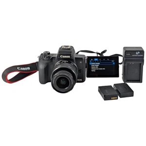 Canon EOS M50 24.1MP Spiegellose Kamera Schwarz Kit mit 15-45mm STM Objektiv - Top - Bild 1 von 15