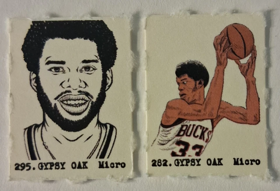 (2) KAREEM ABDUL JABBAR Rare Gypsy Oak Micro Gumball Machine Basketball Cards - Image 1 of 1