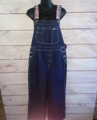 Ограниченный Too Jr девочек 16 винтажный 90-х/Y2k джинсовой ткани нагрудник комбинезон флаг ремень широкая нога - Изображение 1 из 4
