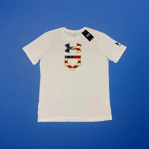 Under Armour 🔥Baseball USA amerikanische Flagge Logo T-Shirt Herren Medium weiß Freedom UA - Bild 1 von 9