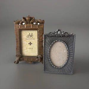 CBK Gold gesteppt verziert mit Leck Design Bilderrahmen & Zinn Vintage Rahmen Floral - Bild 1 von 21