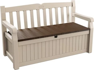 Keter Eden Bench 265L Outdoor 60% recycled Garden Furniture Storage Box Beige & - Picture 1 of 3