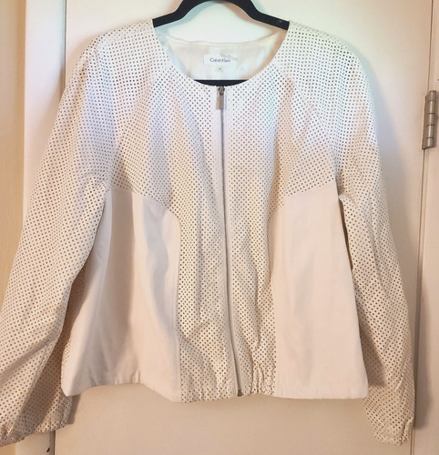 OFF WHITE Giacca donna Calvin Klein in ecopelle bianca brillante taglia 1X