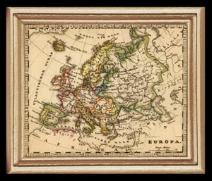 Mappa dell'Europa del 1800 miniatura casa delle bambole quadro artistico 8754 - Foto 1 di 1