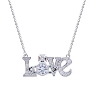 Vivienne Westwood LOVE Roderico Pendant Necklace Silver Tone New in box - Picture 1 of 4