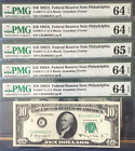 (5) 1963A $10 Federal Reserve Notes Philadelphia Pa, Consec Sn Pmg 64 &65 9077