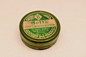 Vintage Bell's Typewriter Ribbon Tin Box Green Newcastle-on-Tyne Advertising Old - Picture 1 of 9