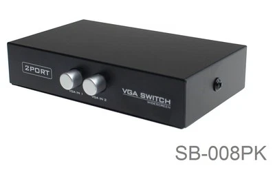2-Way VGA (HD15) Push Button Metal Mini Switch Box Black, CablesOnline SB-008PK - Image 1 of 2