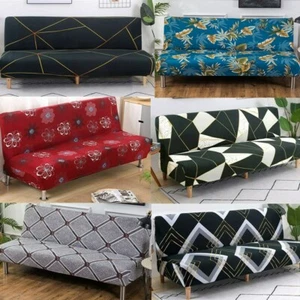 Stretch Armless Sofa Bed Cover Full Folding Couch Futon Pattern Slipcover Decor - Picture 1 of 149