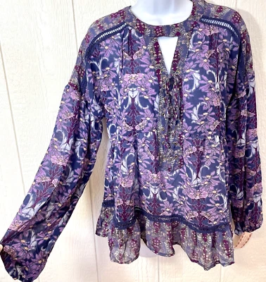 Camisa XHILARATION Talla Mediana Púrpura Invierno Romance Blusa Top NUEVA (tt82) Foto 1 de 4