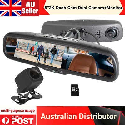 5" 2K Dash Cam Dual Camera Car FHD DVR Car Rear View Mirror Monitor No.1 Bracket - Image 1 of 4