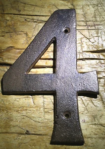 Rustic BROWN Cast Iron Metal House Numbers Street Address 6 1/4 INCH Phone #'s 4 - Picture 1 of 1
